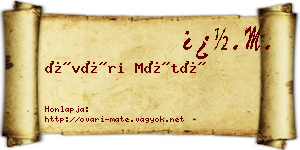 Óvári Máté névjegykártya